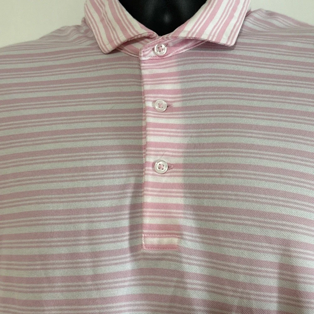 Polo‎ Ralph Lauren Sz XL Pink/ White Striped Golf Pro Fit Polo
